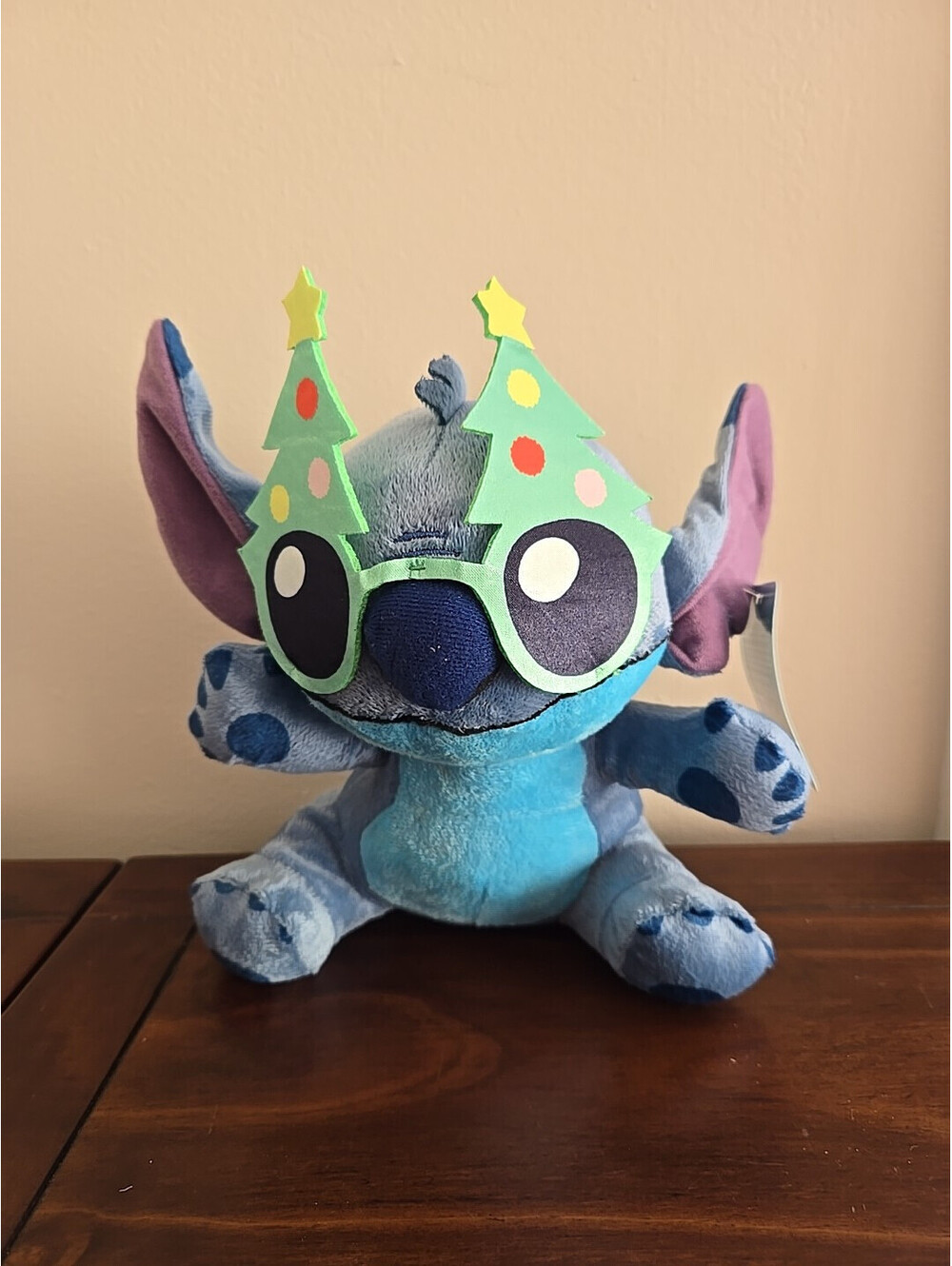 Disney Stitch with Christmas Tree Glasses 8" Stuffed Plush Lilo And Stitch Toy